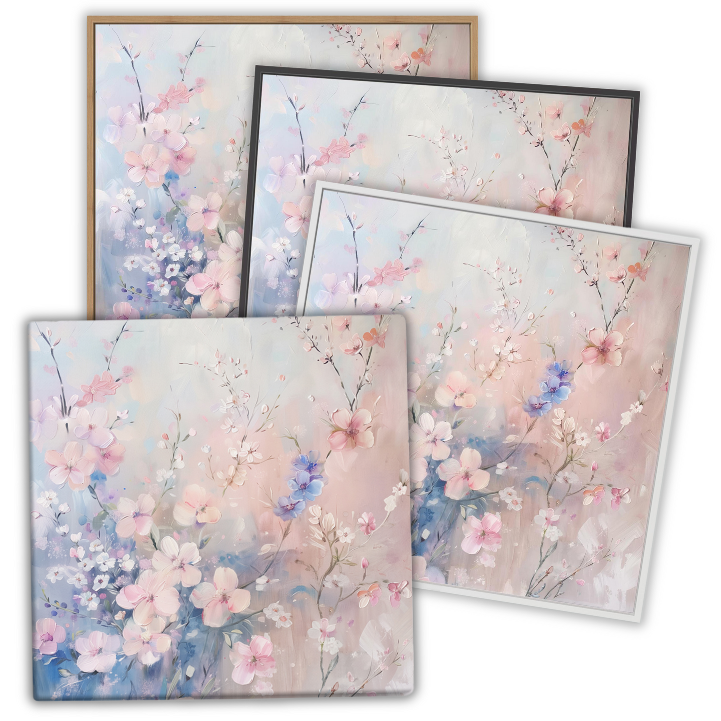Whispering Blossoms – Soft Pastel Floral Canvas