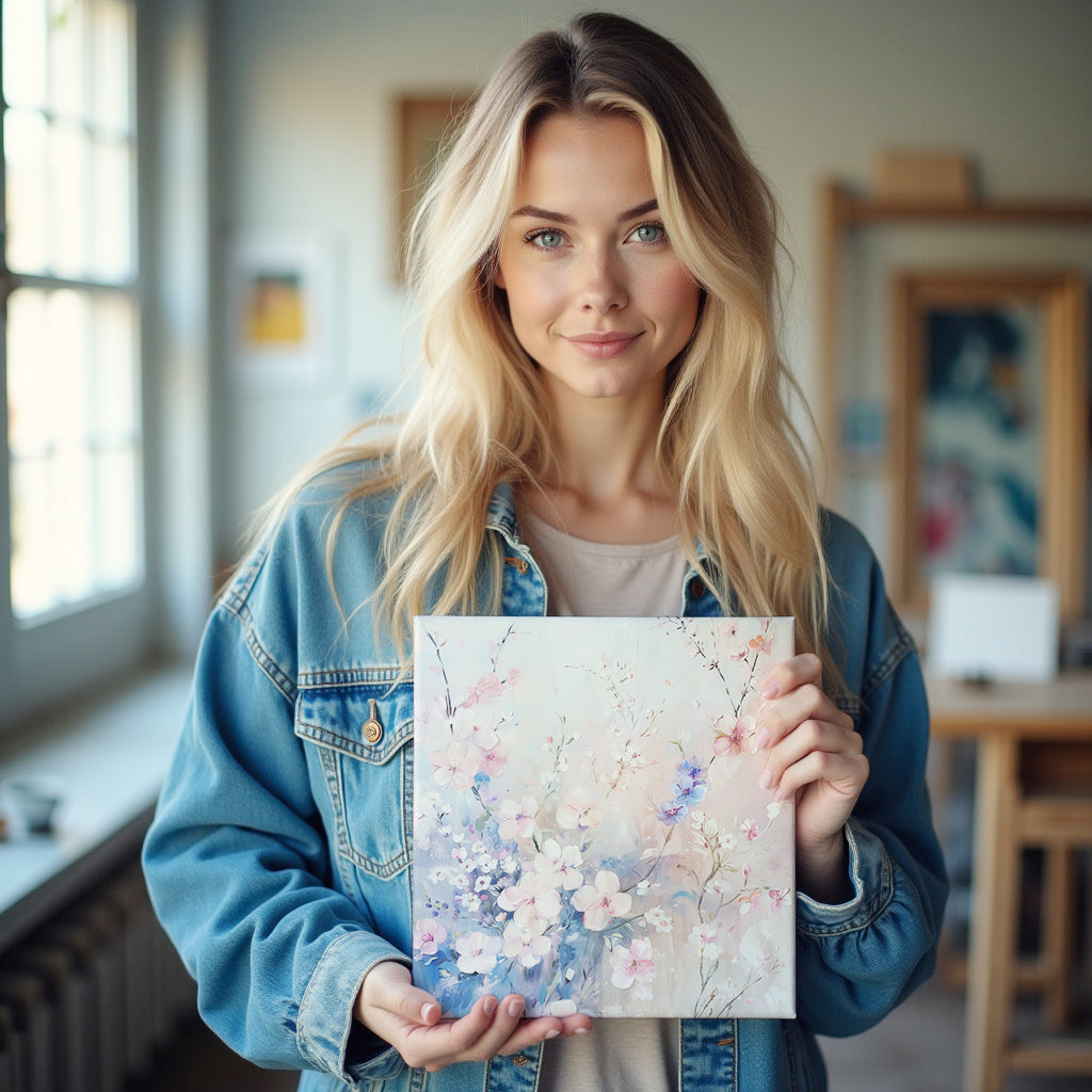 Whispering Blossoms – Soft Pastel Floral Canvas