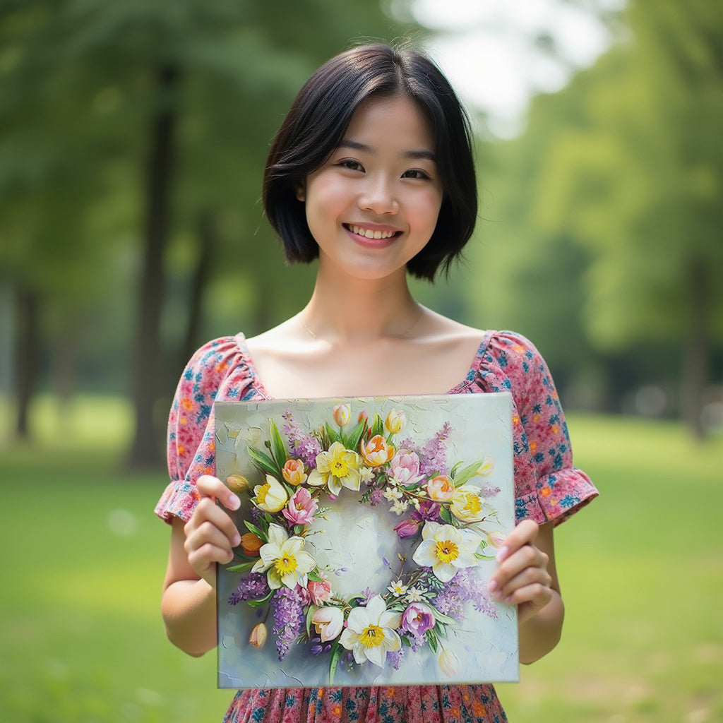 Golden Bloom: Spring Wreath of Elegance