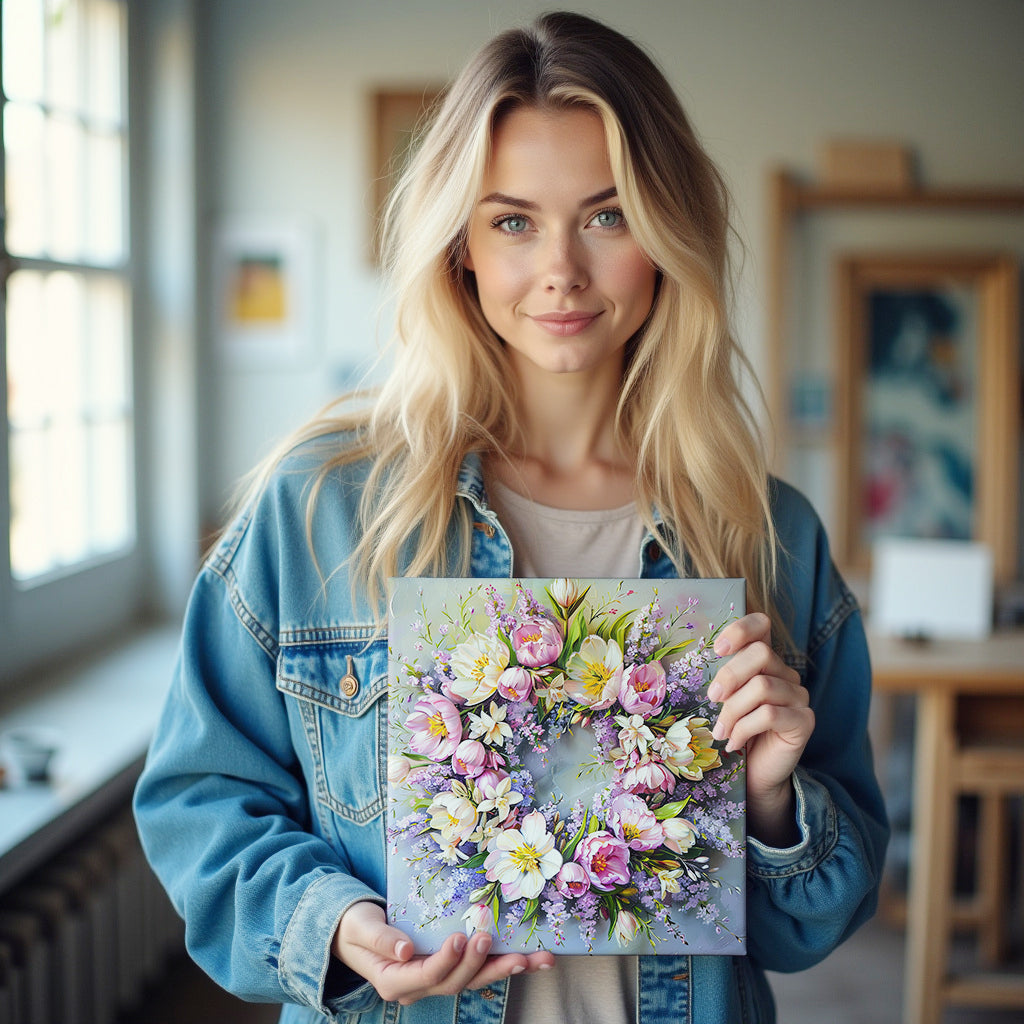 Lavender Whispers: A Floral Wreath of Serenity