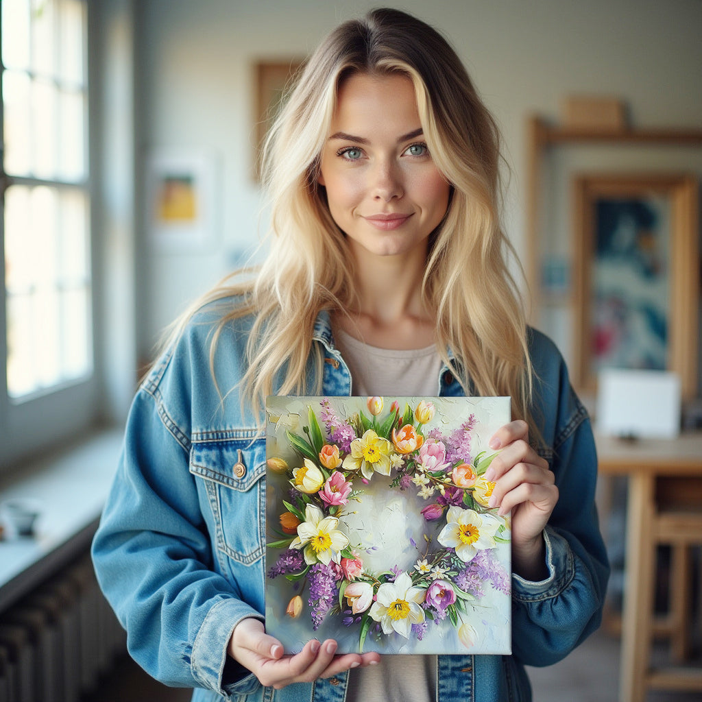 Golden Bloom: Spring Wreath of Elegance
