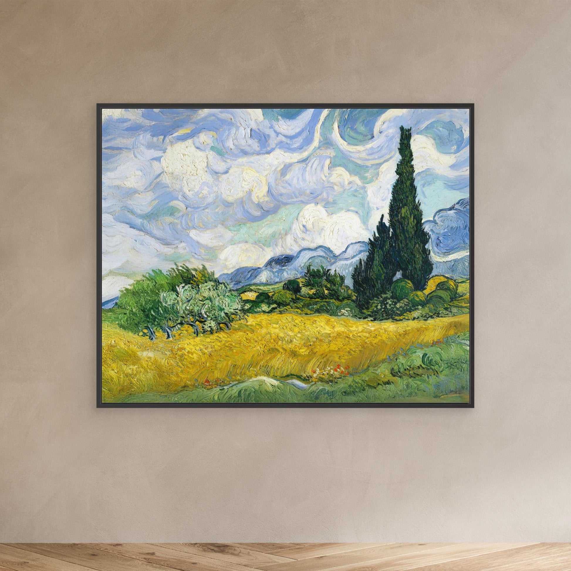 Cypress Trees in the Wheat Fields, Inspired by Vincent van Gogh