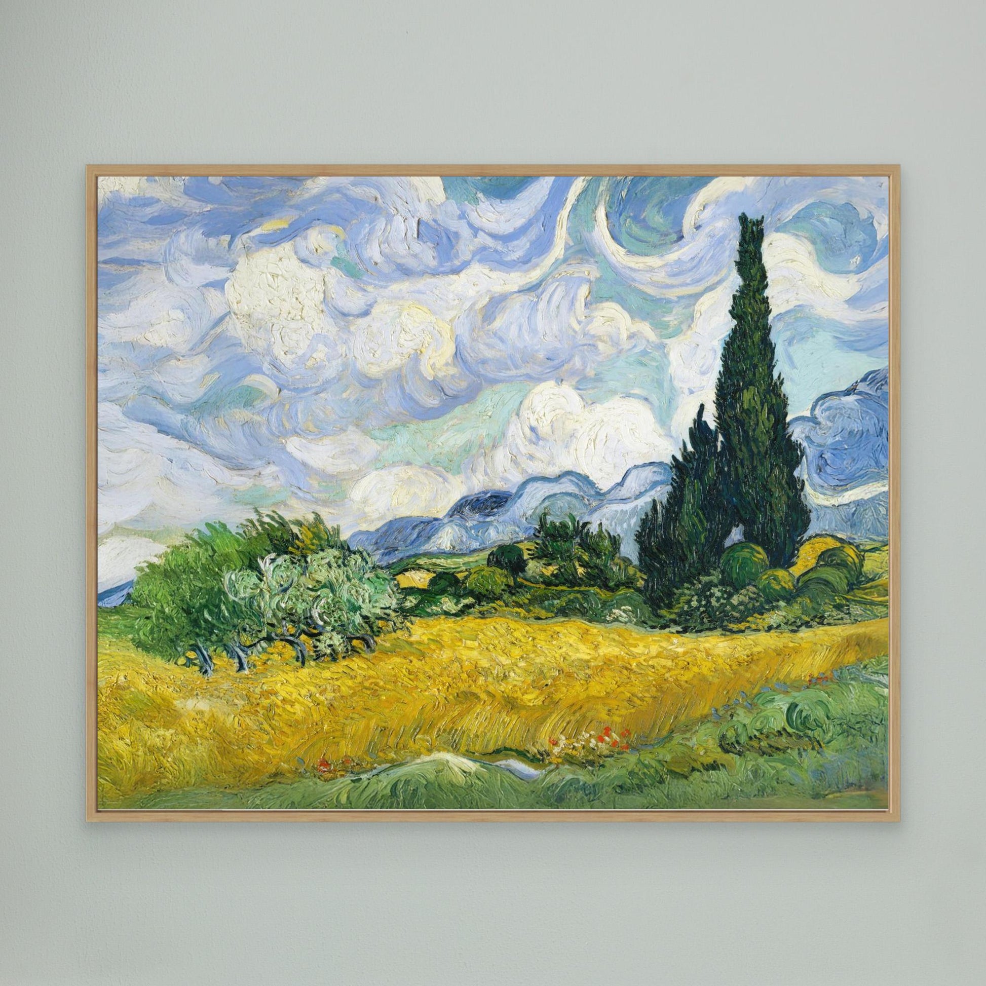 Cypress Trees in the Wheat Fields, Inspired by Vincent van Gogh