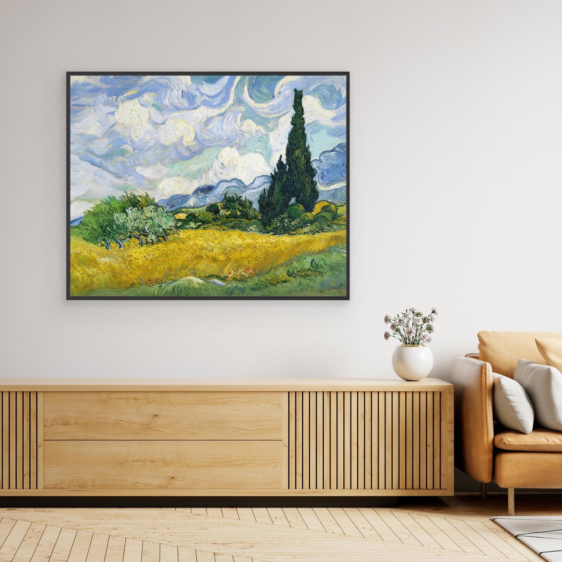 Cypress Trees in the Wheat Fields, Inspired by Vincent van Gogh