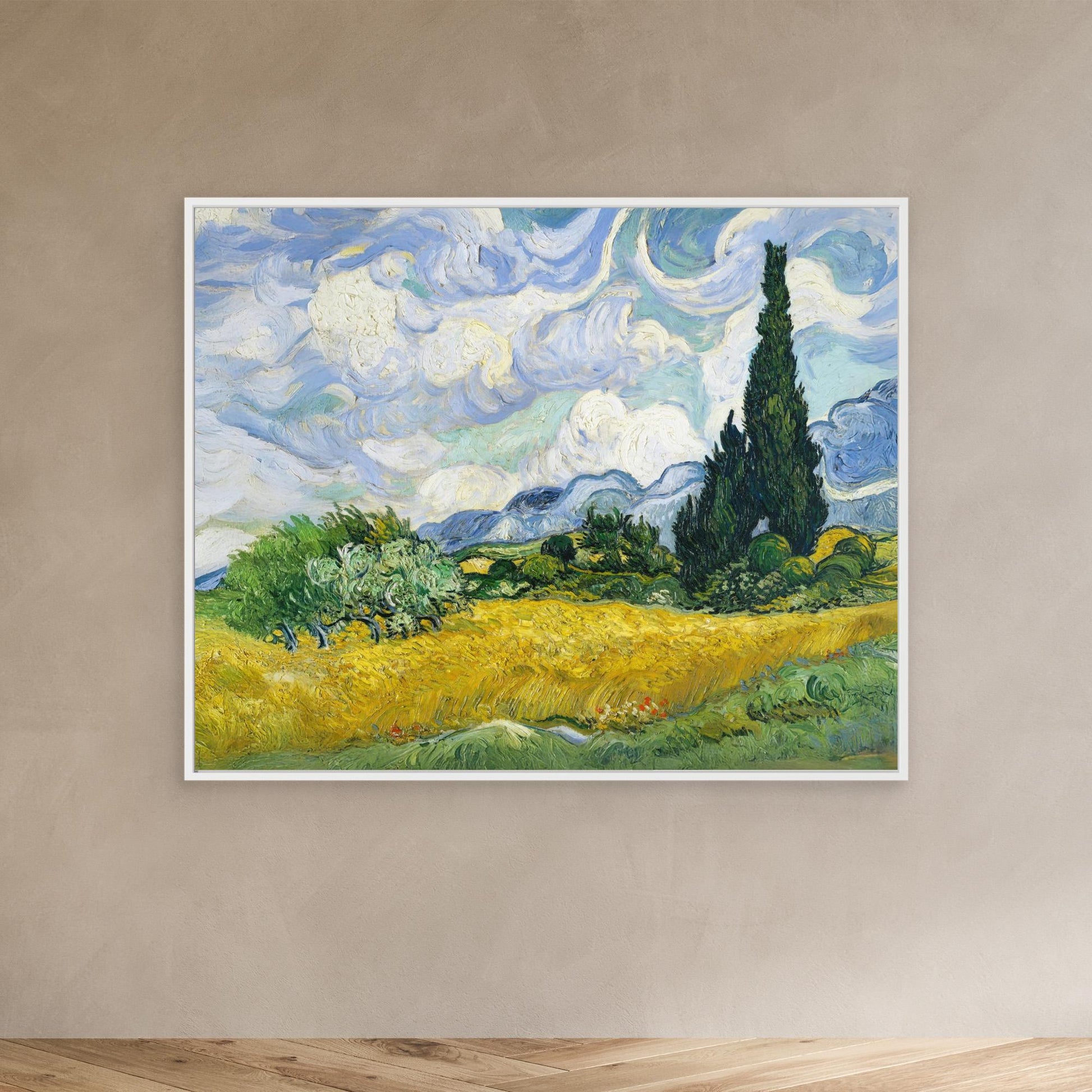 Cypress Trees in the Wheat Fields, Inspired by Vincent van Gogh